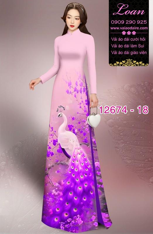 Vải áo dài chim công in 3D