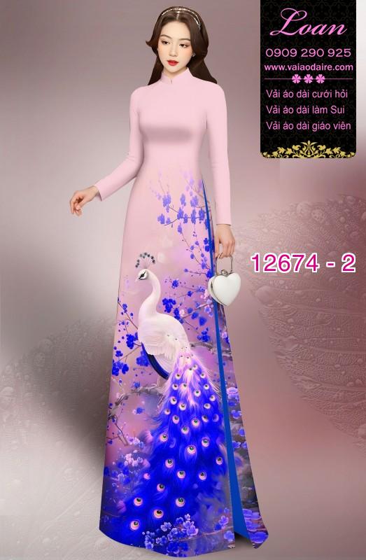 Vải áo dài chim công in 3D