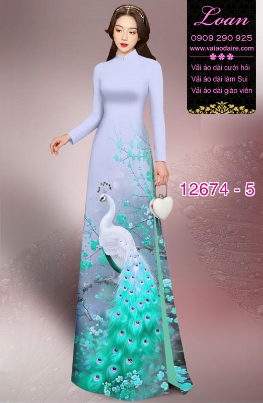 Vải áo dài chim công in 3D