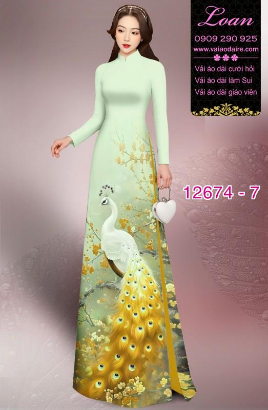 Vải áo dài chim công in 3D