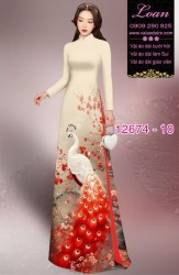 Vải áo dài chim công in 3D