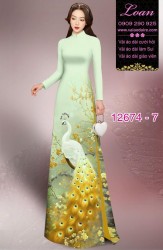 Vải áo dài chim công in 3D