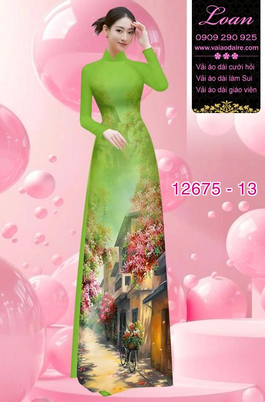 Vải áo dài phong cảnh in 3D