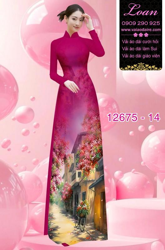 Vải áo dài phong cảnh in 3D