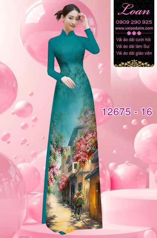 Vải áo dài phong cảnh in 3D