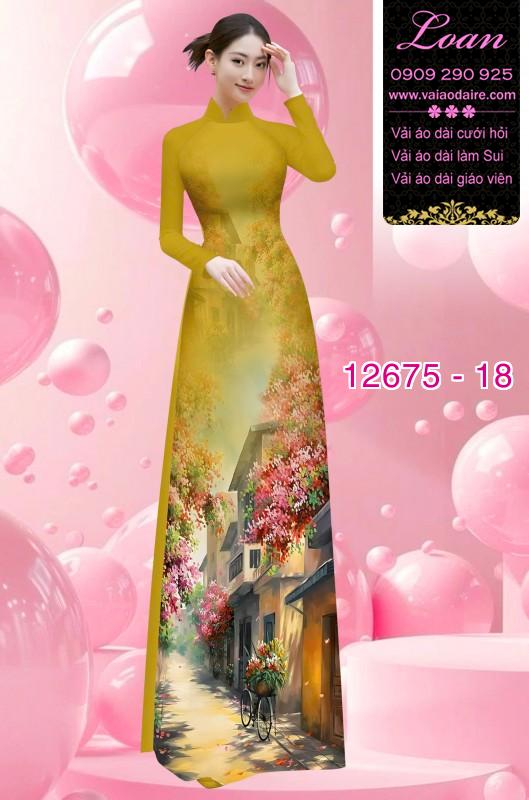 Vải áo dài phong cảnh in 3D