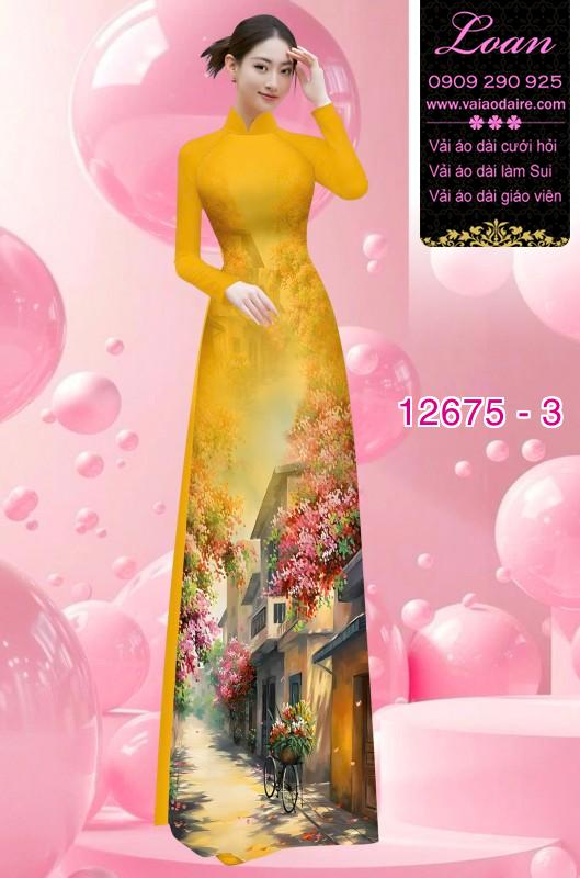 Vải áo dài phong cảnh in 3D