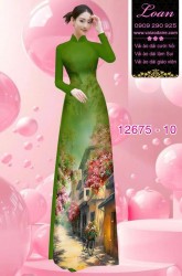 Vải áo dài phong cảnh in 3D