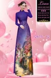 Vải áo dài phong cảnh in 3D