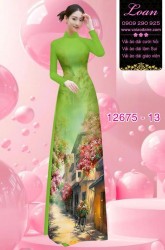 Vải áo dài phong cảnh in 3D