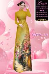 Vải áo dài phong cảnh in 3D