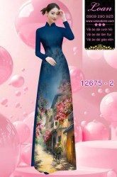 Vải áo dài phong cảnh in 3D