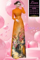 Vải áo dài phong cảnh in 3D