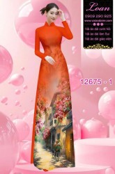 Vải áo dài phong cảnh in 3D