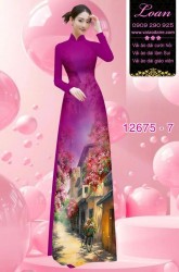 Vải áo dài phong cảnh in 3D