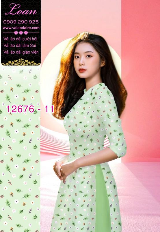 Vải áo dài hoa nhí in 3D