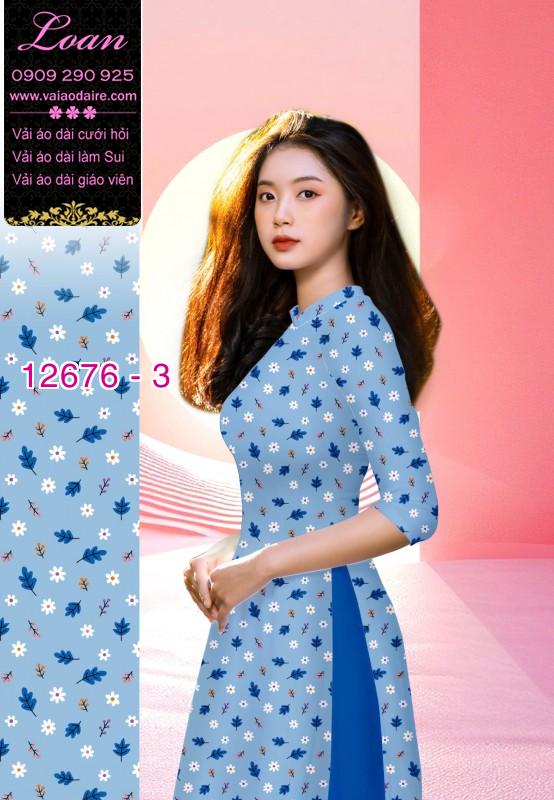 Vải áo dài hoa nhí in 3D