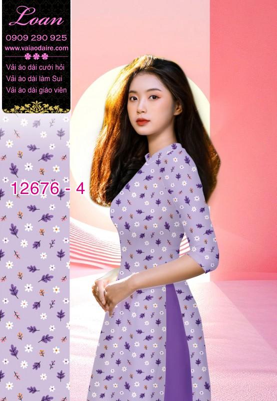 Vải áo dài hoa nhí in 3D