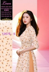 Vải áo dài hoa nhí in 3D