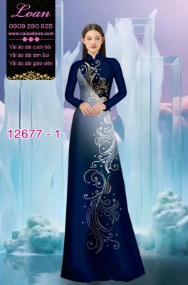 Vải áo dài họa tiết uốn lượn-DT 12677