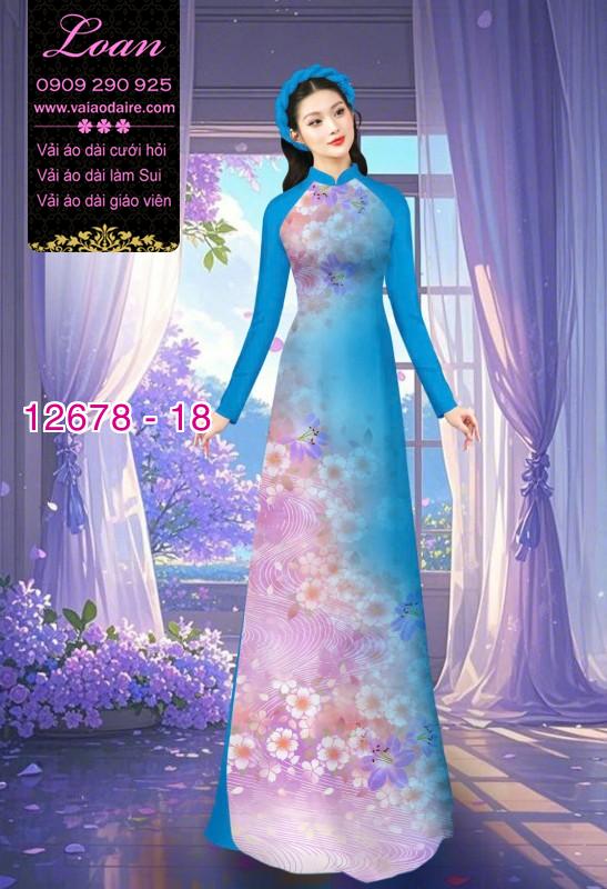 Vải áo dài hoa mờ in 3D