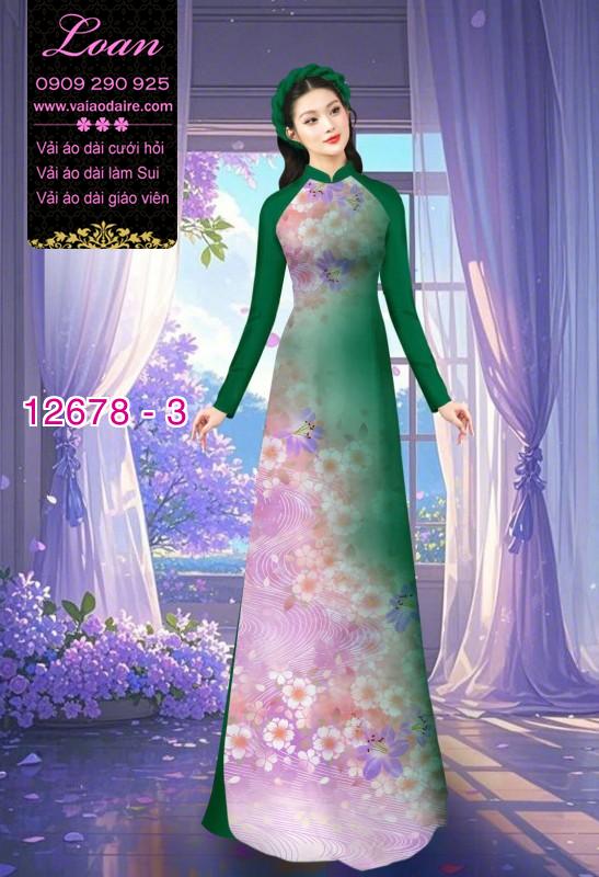 Vải áo dài hoa mờ in 3D