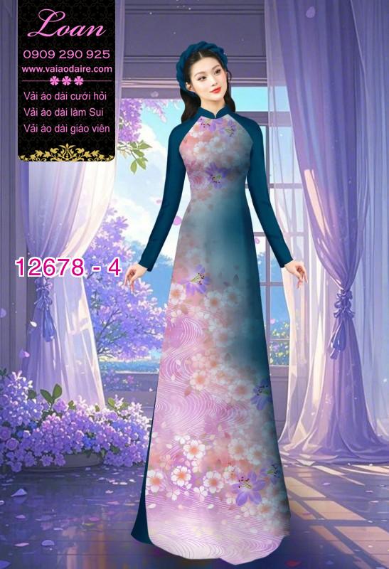 Vải áo dài hoa mờ in 3D