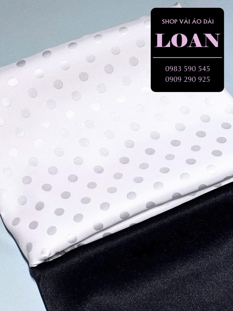 Vải áo dài gấm chấm bi