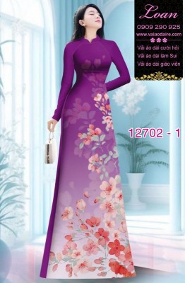 Vải áo dài hoa in nhẹ nhàng-DT 12702