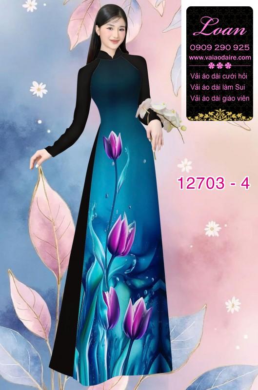 Vải áo dài hoa tulip in 3D