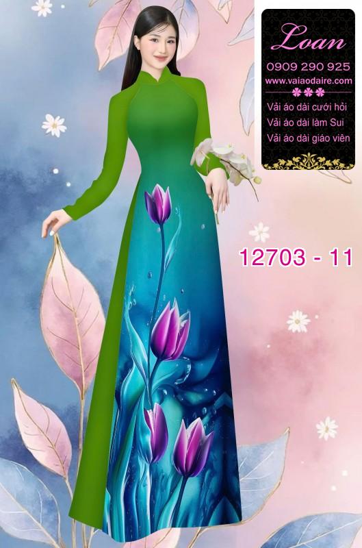 Vải áo dài hoa tulip in 3D