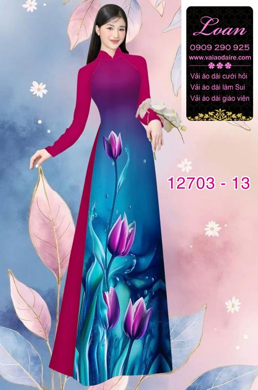 Vải áo dài hoa tulip in 3D