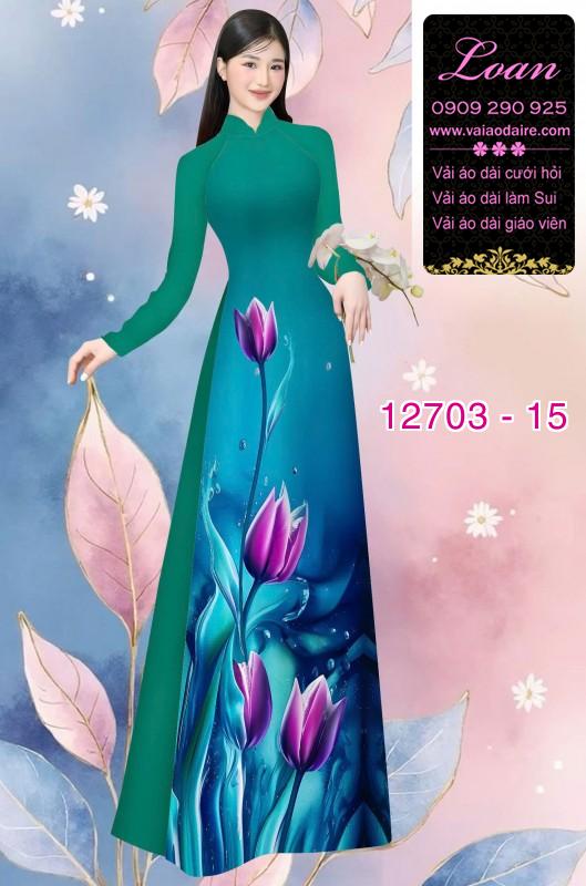 Vải áo dài hoa tulip in 3D