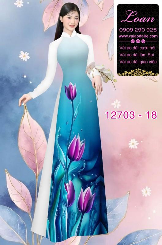 Vải áo dài hoa tulip in 3D