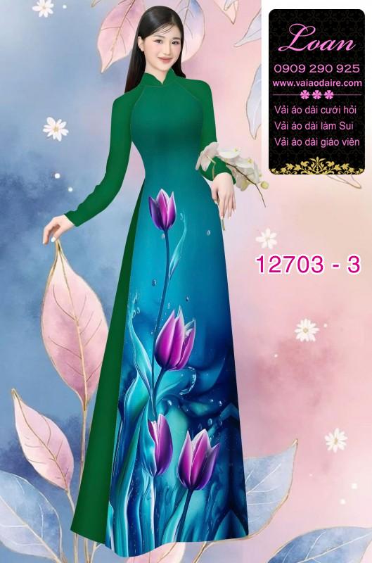 Vải áo dài hoa tulip in 3D