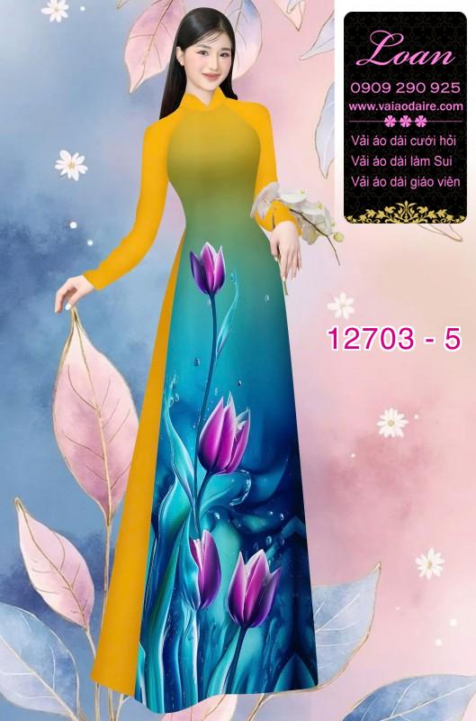 Vải áo dài hoa tulip in 3D