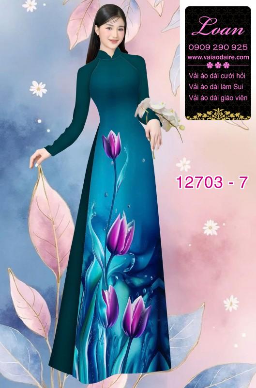 Vải áo dài hoa tulip in 3D