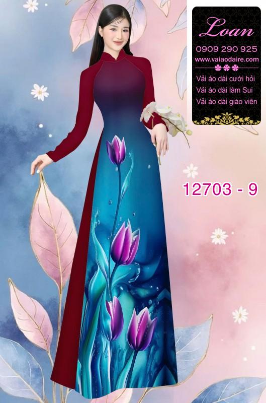 Vải áo dài hoa tulip in 3D