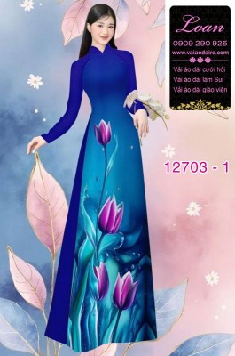 Vải áo dài hoa tulip in 3D-DT 12703