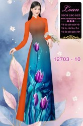 Vải áo dài hoa tulip in 3D