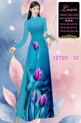 Vải áo dài hoa tulip in 3D