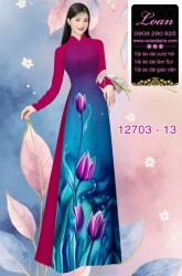 Vải áo dài hoa tulip in 3D