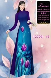 Vải áo dài hoa tulip in 3D