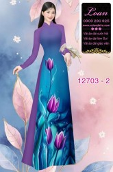 Vải áo dài hoa tulip in 3D