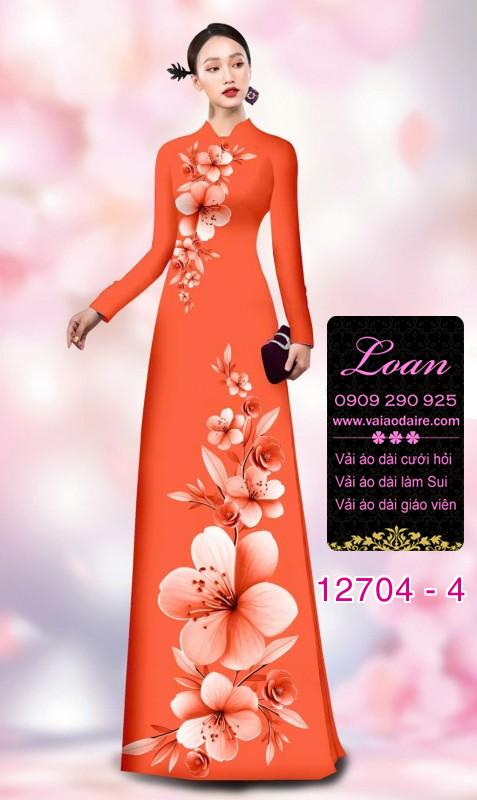 Vải áo dài hoa sứ in 3D