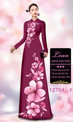 Vải áo dài hoa sứ in 3D-DT 12704