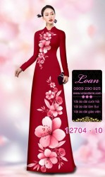 Vải áo dài hoa sứ in 3D