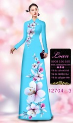 Vải áo dài hoa sứ in 3D