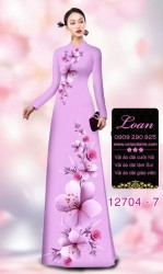 Vải áo dài hoa sứ in 3D