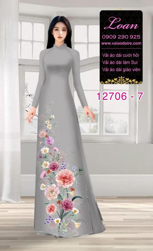 Vải áo dài hoa in 3D